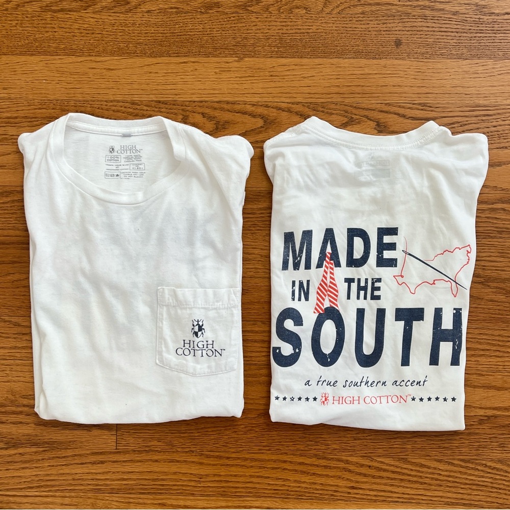 Made In The South High Cotton Men’s T-Shirt (2) White Front Pocket Size Medium